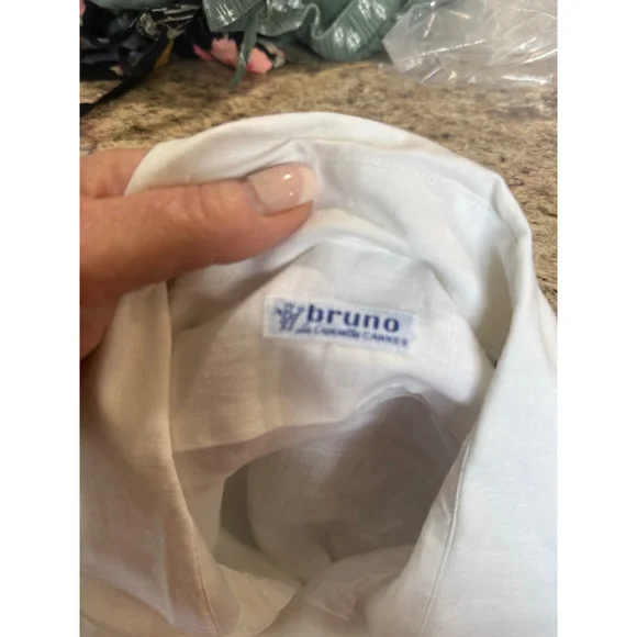 Women's Bruno White Linen Button Down Shirt L - Picture 7 of 9